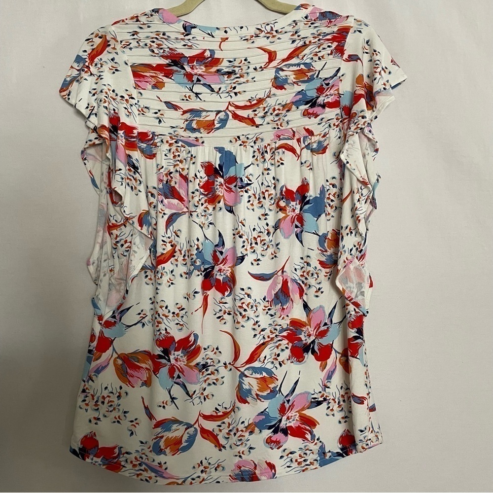 Anthropologie Meadow Rue Floral Print Ridge Yoke Flutter Sleeve Blouse - Picture 11 of 15